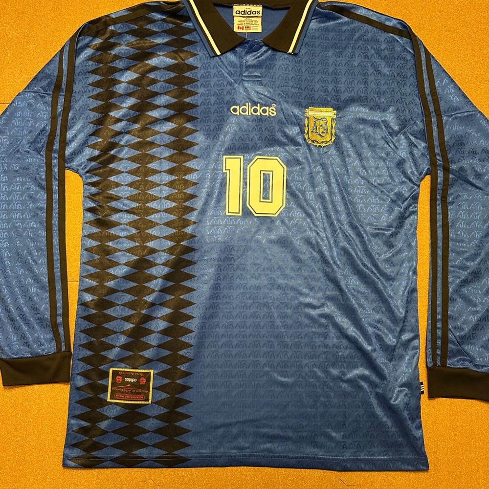 Adidas Argentina Soccer Jersey Mens 2XL Blue Messi 10 Long Sleeve Away Kit NWT